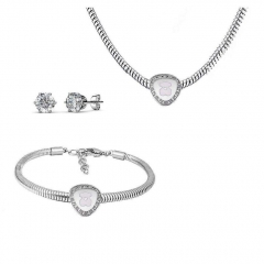 Stainless Steel Charm Necklace Bracelet Earring Jewelry Set PDS204