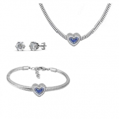 Stainless Steel Charm Necklace Bracelet Earring Jewelry Set PDS245
