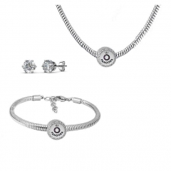 Stainless Steel Charm Necklace Bracelet Earring Jewelry Set PDS264