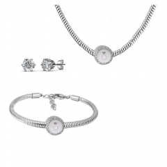 Stainless Steel Charm Necklace Bracelet Earring Jewelry Set PDS238