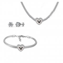 Stainless Steel Charm Necklace Bracelet Earring Jewelry Set PDS257