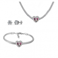Stainless Steel Charm Necklace Bracelet Earring Jewelry Set PDS250