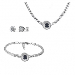 Stainless Steel Charm Necklace Bracelet Earring Jewelry Set PDS269