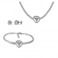 Stainless Steel Charm Necklace Bracelet Earring Jewelry Set PDS213