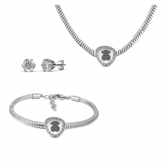 Stainless Steel Charm Necklace Bracelet Earring Jewelry Set PDS214