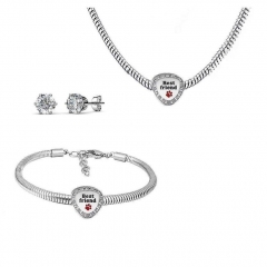 Stainless Steel Charm Necklace Bracelet Earring Jewelry Set PDS211