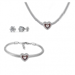 Stainless Steel Charm Necklace Bracelet Earring Jewelry Set PDS225