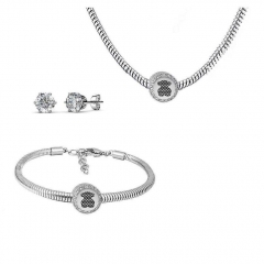 Stainless Steel Charm Necklace Bracelet Earring Jewelry Set PDS233
