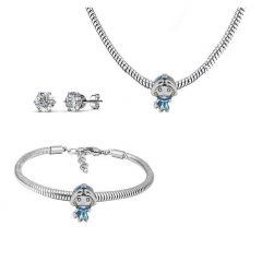 Stainless Steel Charm Necklace Bracelet Earring Jewelry Set PDS228