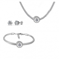 Stainless Steel Charm Necklace Bracelet Earring Jewelry Set PDS239