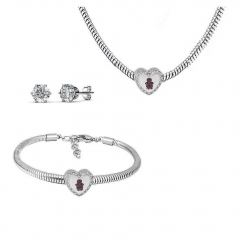 Stainless Steel Charm Necklace Bracelet Earring Jewelry Set PDS258