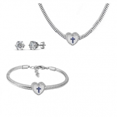 Stainless Steel Charm Necklace Bracelet Earring Jewelry Set PDS247