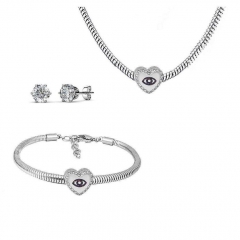 Stainless Steel Charm Necklace Bracelet Earring Jewelry Set PDS249