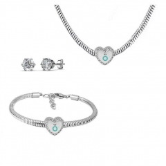 Stainless Steel Charm Necklace Bracelet Earring Jewelry Set PDS218