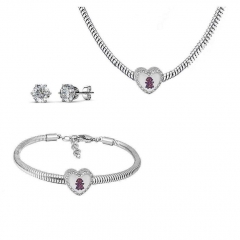 Stainless Steel Charm Necklace Bracelet Earring Jewelry Set PDS251