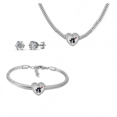 Stainless Steel Charm Necklace Bracelet Earring Jewelry Set PDS254