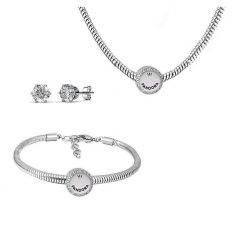 Stainless Steel Charm Necklace Bracelet Earring Jewelry Set PDS266