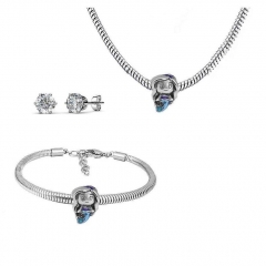 Stainless Steel Charm Necklace Bracelet Earring Jewelry Set PDS229