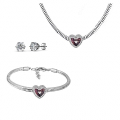 Stainless Steel Charm Necklace Bracelet Earring Jewelry Set PDS226