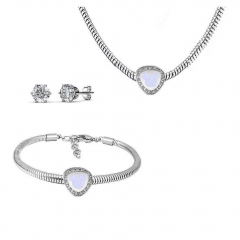 Stainless Steel Charm Necklace Bracelet Earring Jewelry Set PDS208