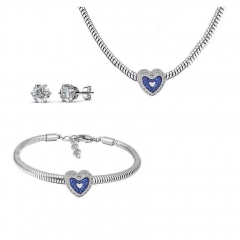 Stainless Steel Charm Necklace Bracelet Earring Jewelry Set PDS227